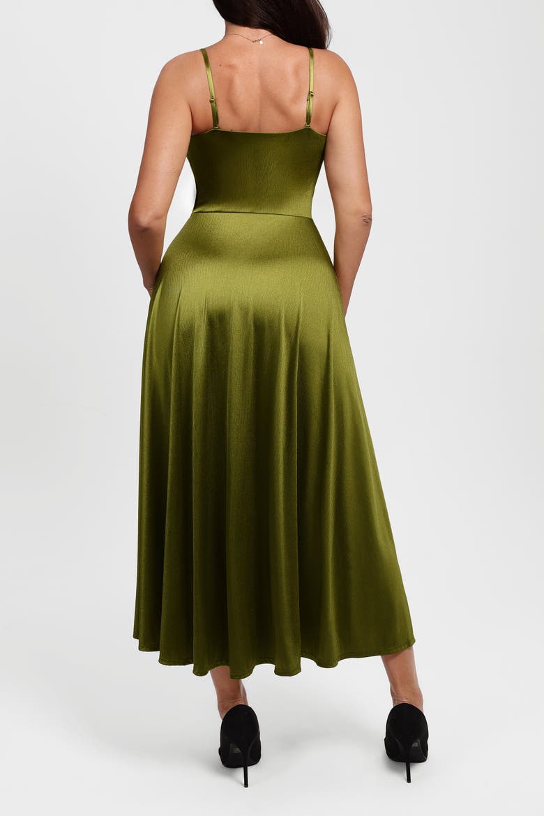 All-in-One Cowl Neck Fit & Flare Built-In Shapewear Maxi Dress, Alternate, color, Olive