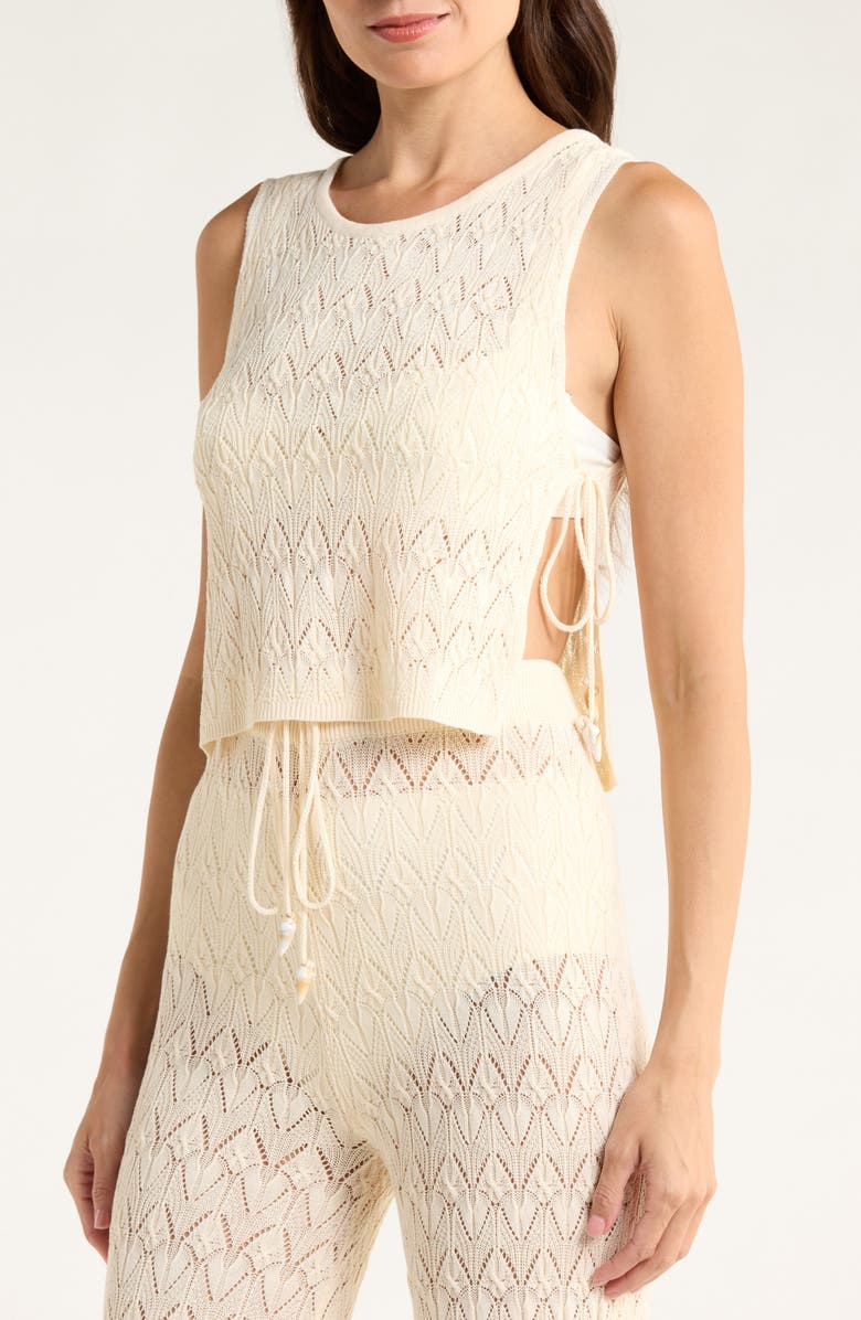 Elan Tie Side Crop Cover-Up Top, Alternate, color, Natural