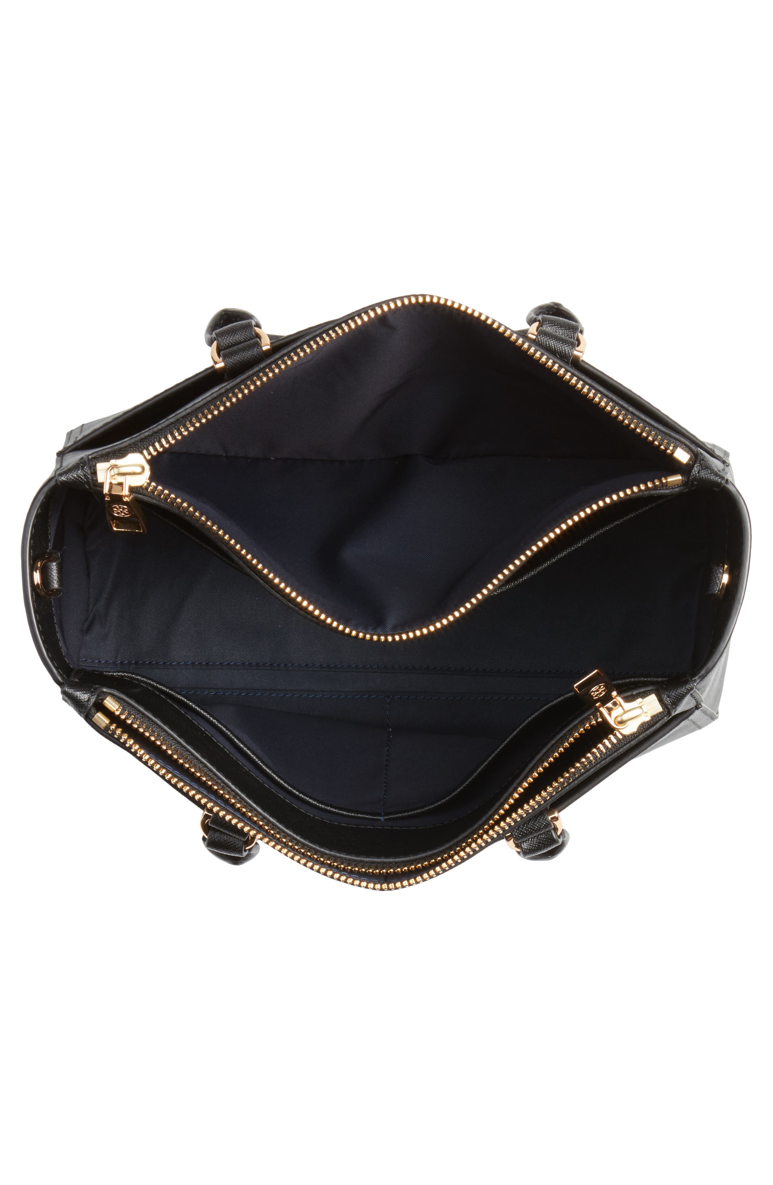 Small Robinson Double-Zip Leather Tote, Alternate, color, BLACK / ROYAL NAVY