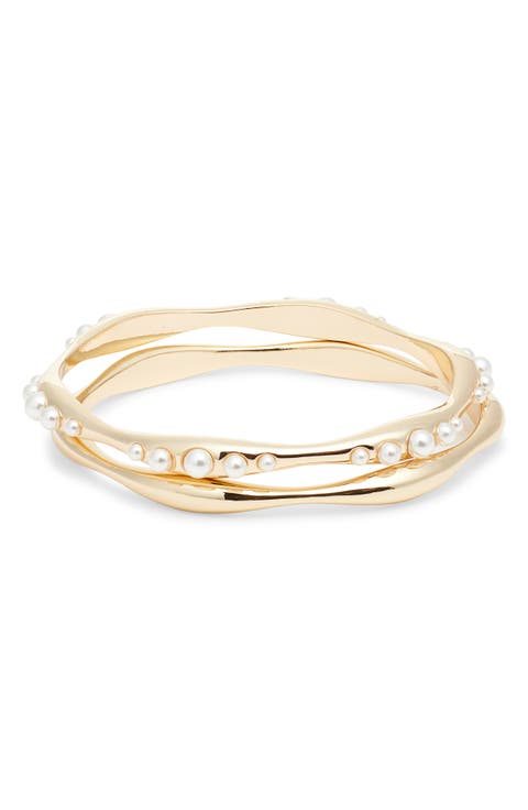 Set of 2 Faux Pearl Bangles