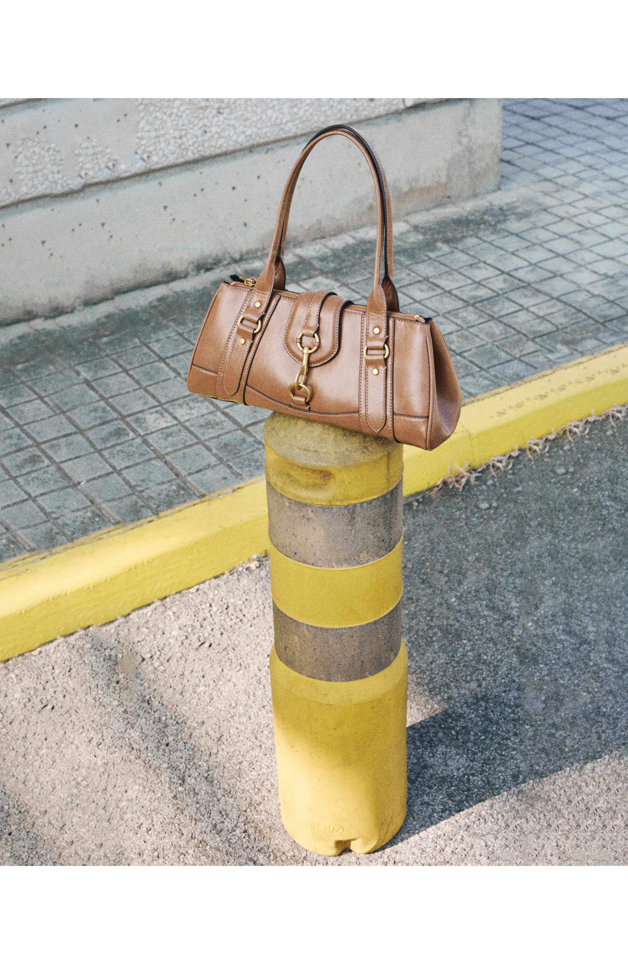 MANGO Medium Faux Leather Shoulder Bag, Alternate, color, Caramel