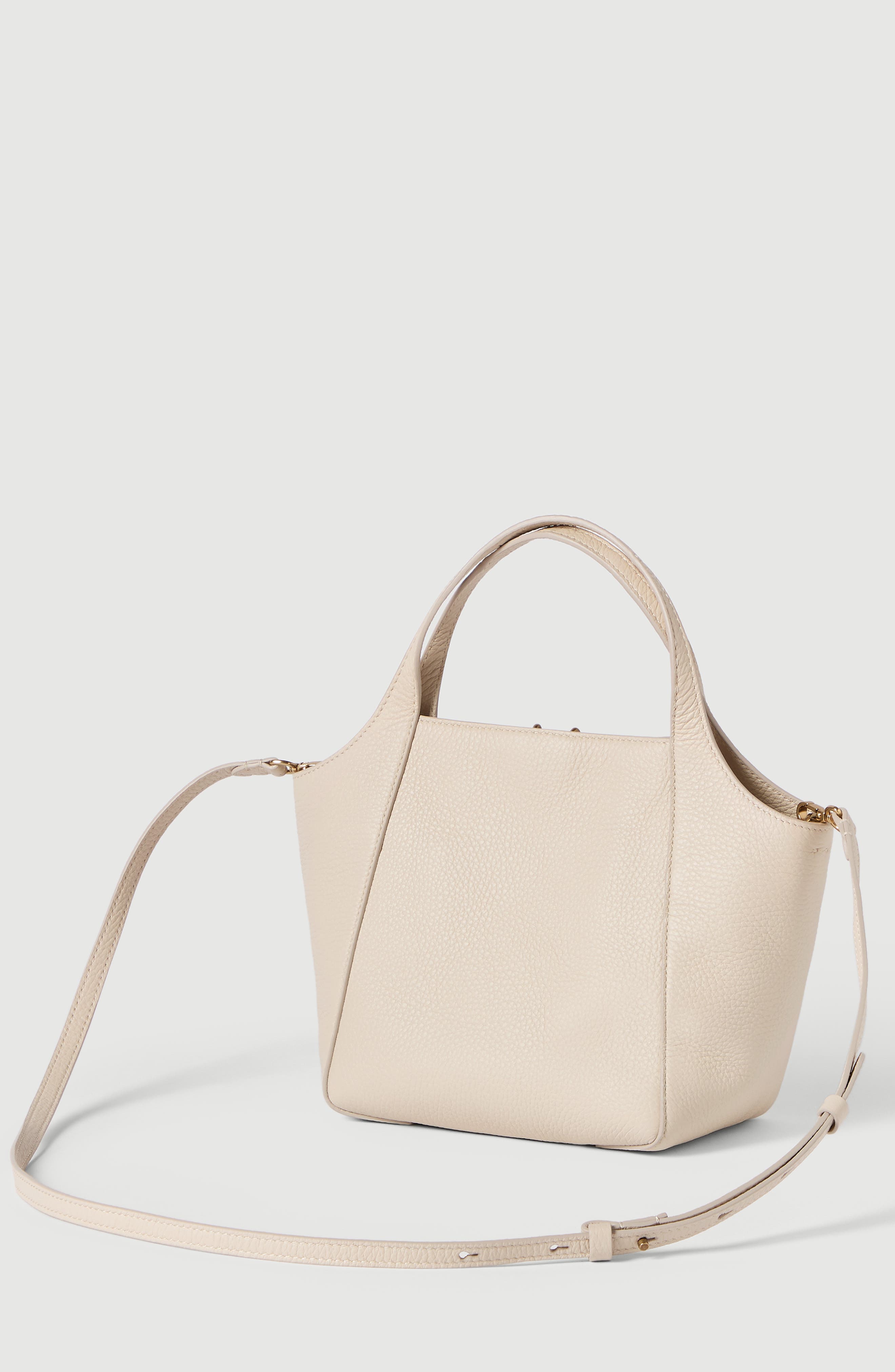 Sartorial small bucket bag in soft grained leather, Alternate, color, Ivory