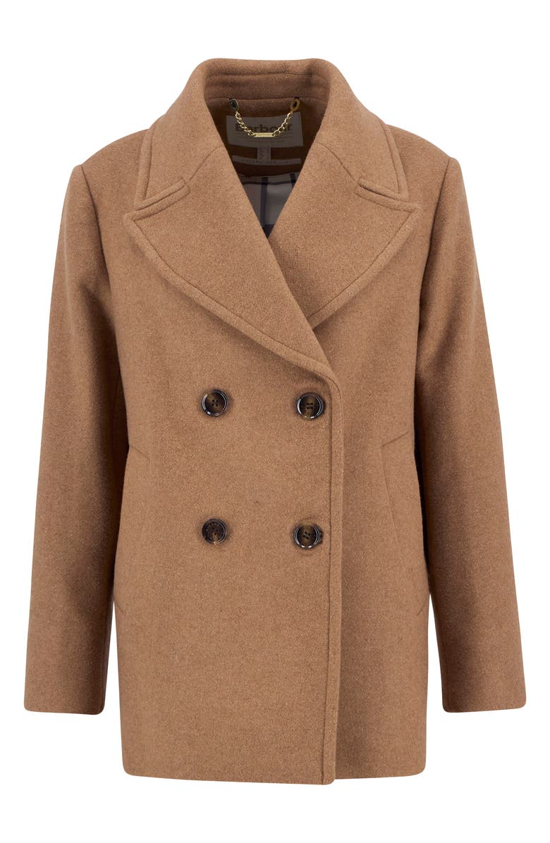 Barbour Indie Wool Blend Peacoat, Alternate, color, Camel/ Hessian Tartan