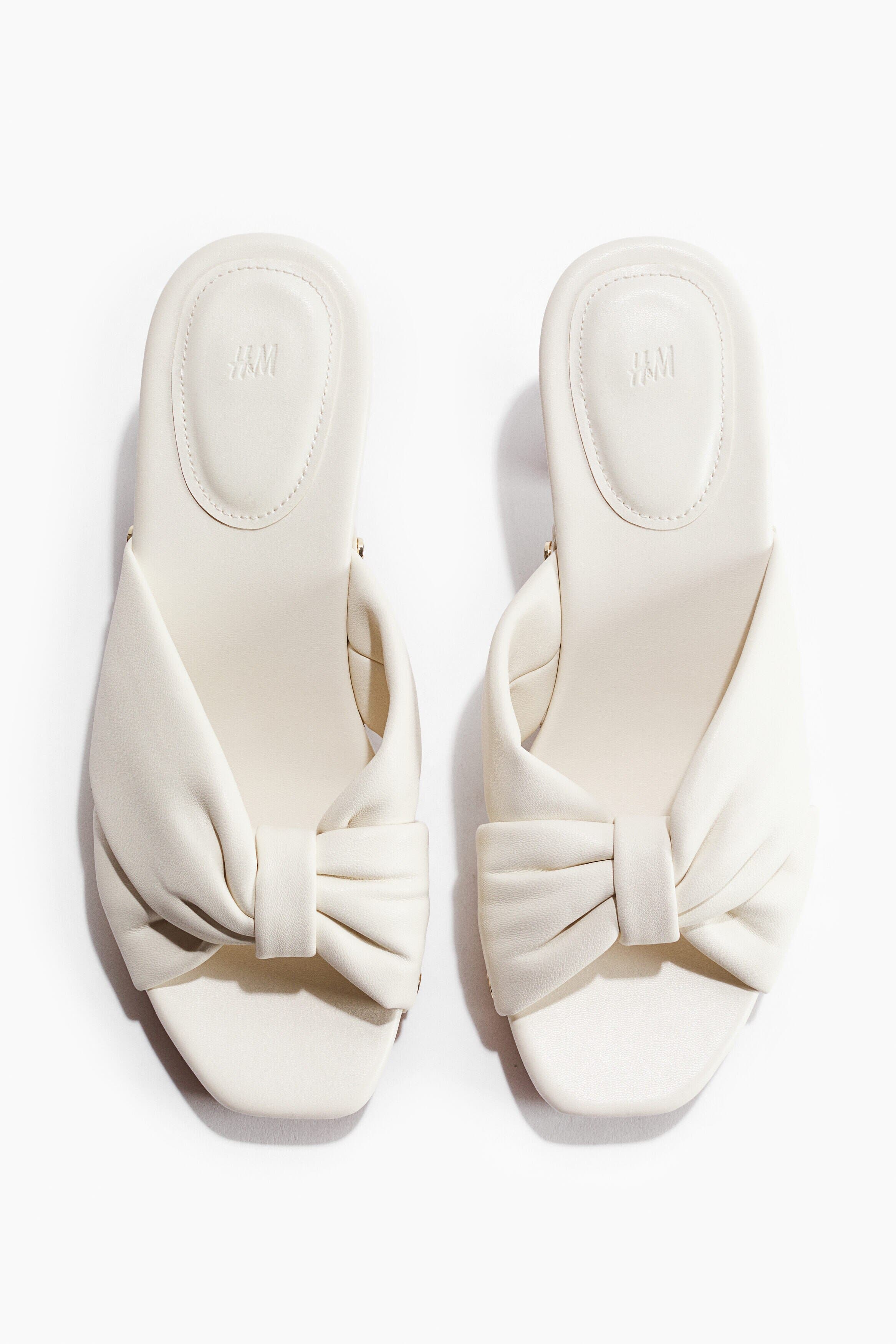 H&M Heeled Clog-look Sandals, Alternate, color, Cream
