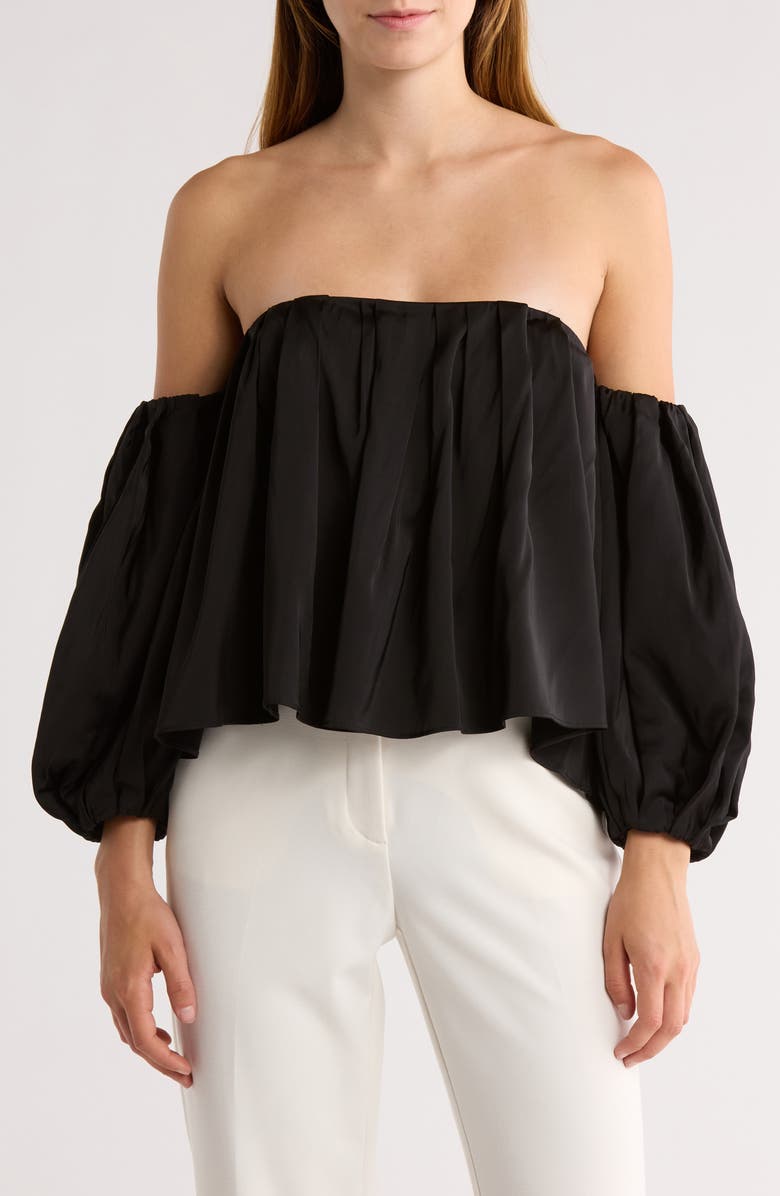Alice + Olivia Jupiter Off the Shoulder Top, Main, color, Black