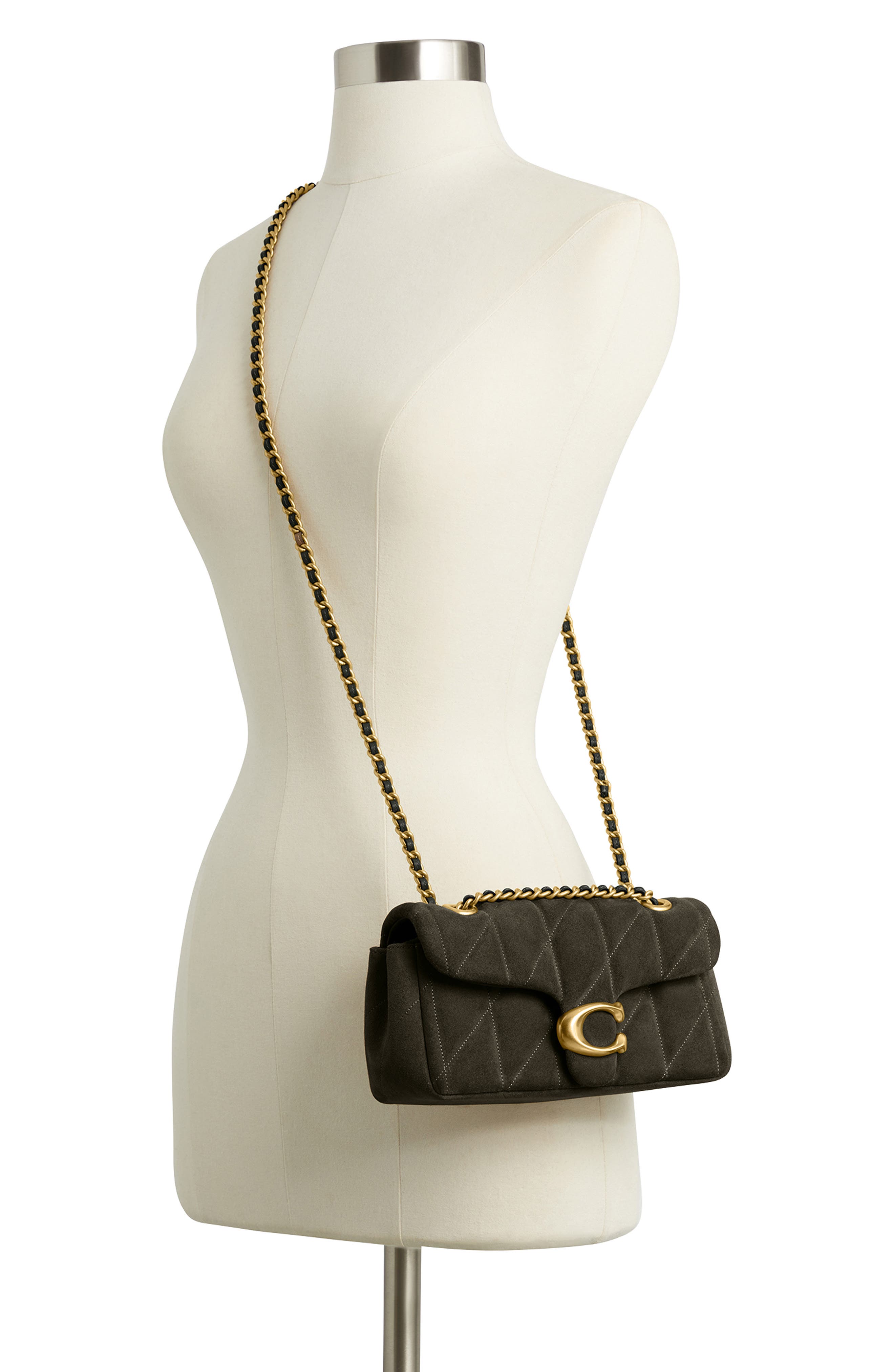 COACH Tabby 20 Quilted Suede Convertible Shoulder Bag, Alternate, color, B4/ Olive