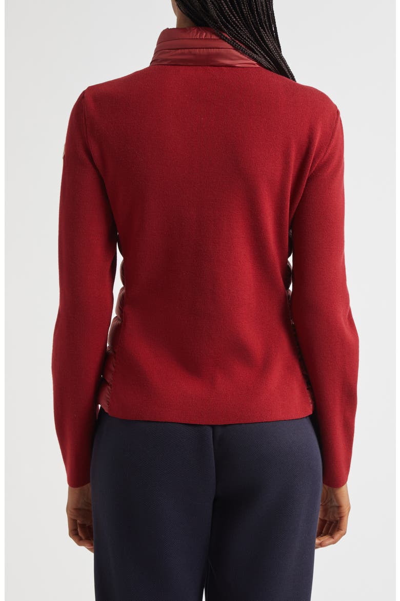 Virgin Wool-Blend Knit & Down Cardigan, Alternate, color, RED AUBURN