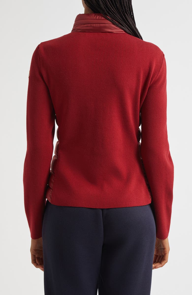 Moncler Virgin Wool-Blend Knit & Down Cardigan, Alternate, color, Red Auburn