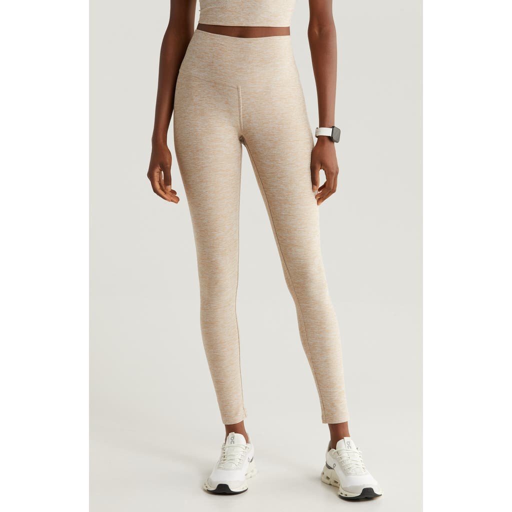Zella Renew Mélange High Waist Leggings In Tan Thread