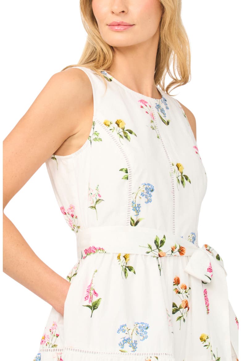 Rena Print Tie Waist Dress, Alternate, color, VANILLA ICE