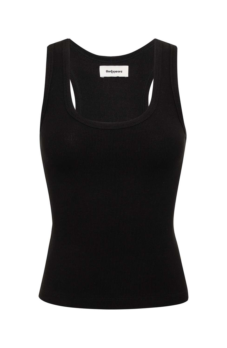 Thirty Years Demi Ribbed Tank, Alternate, color, Black