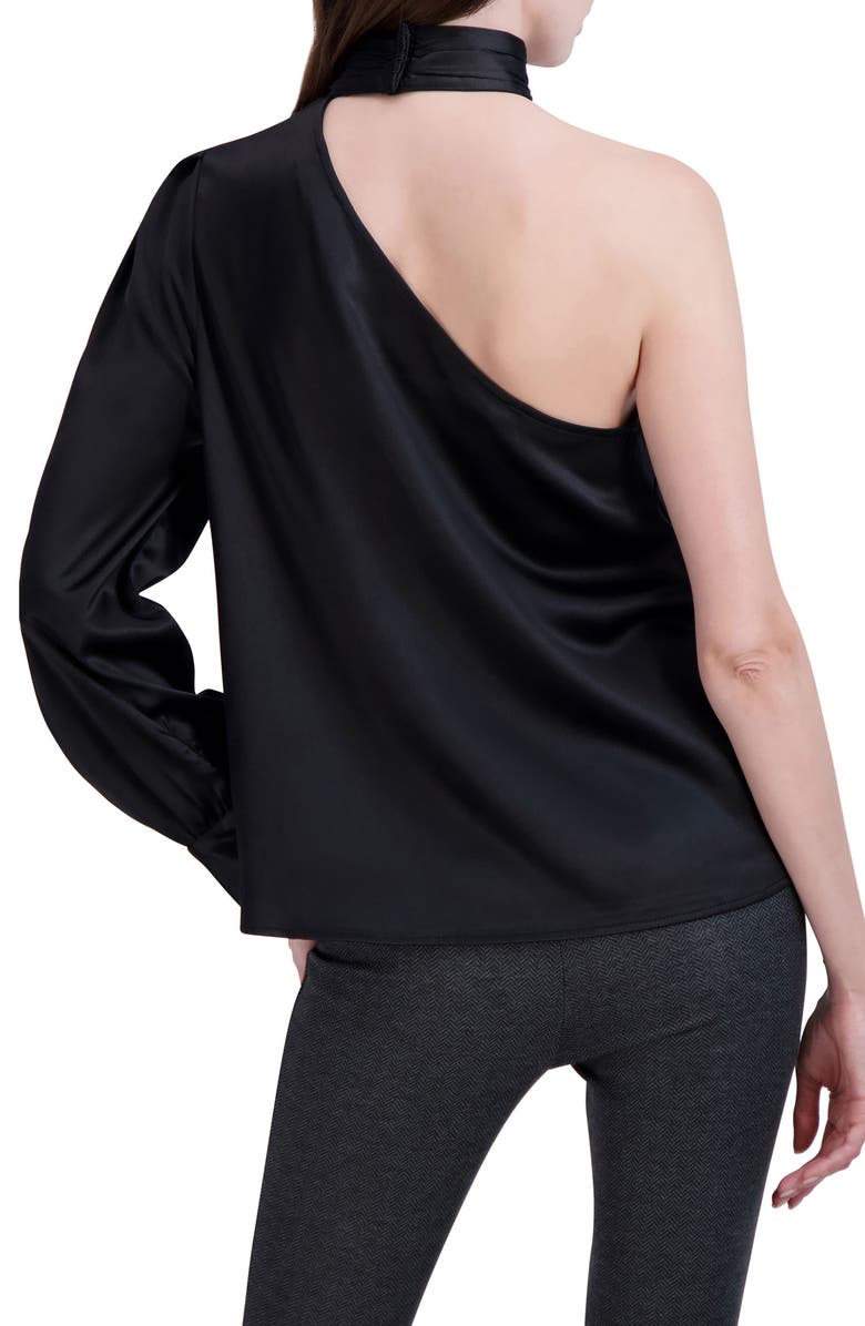 Ookie & Lala Satin One-Shoulder Top, Alternate, color, Black