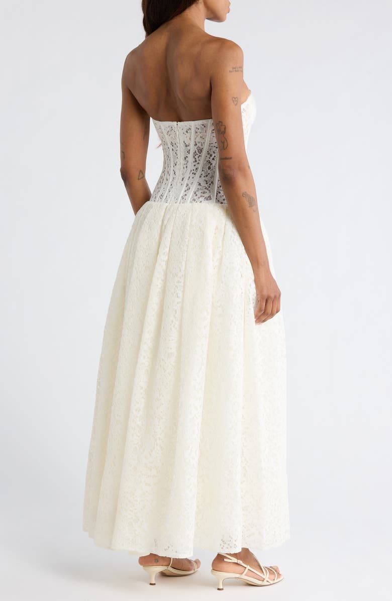 Simkhai Evangeline Strapless Bustier Lace Dress, Alternate, color, Ivory
