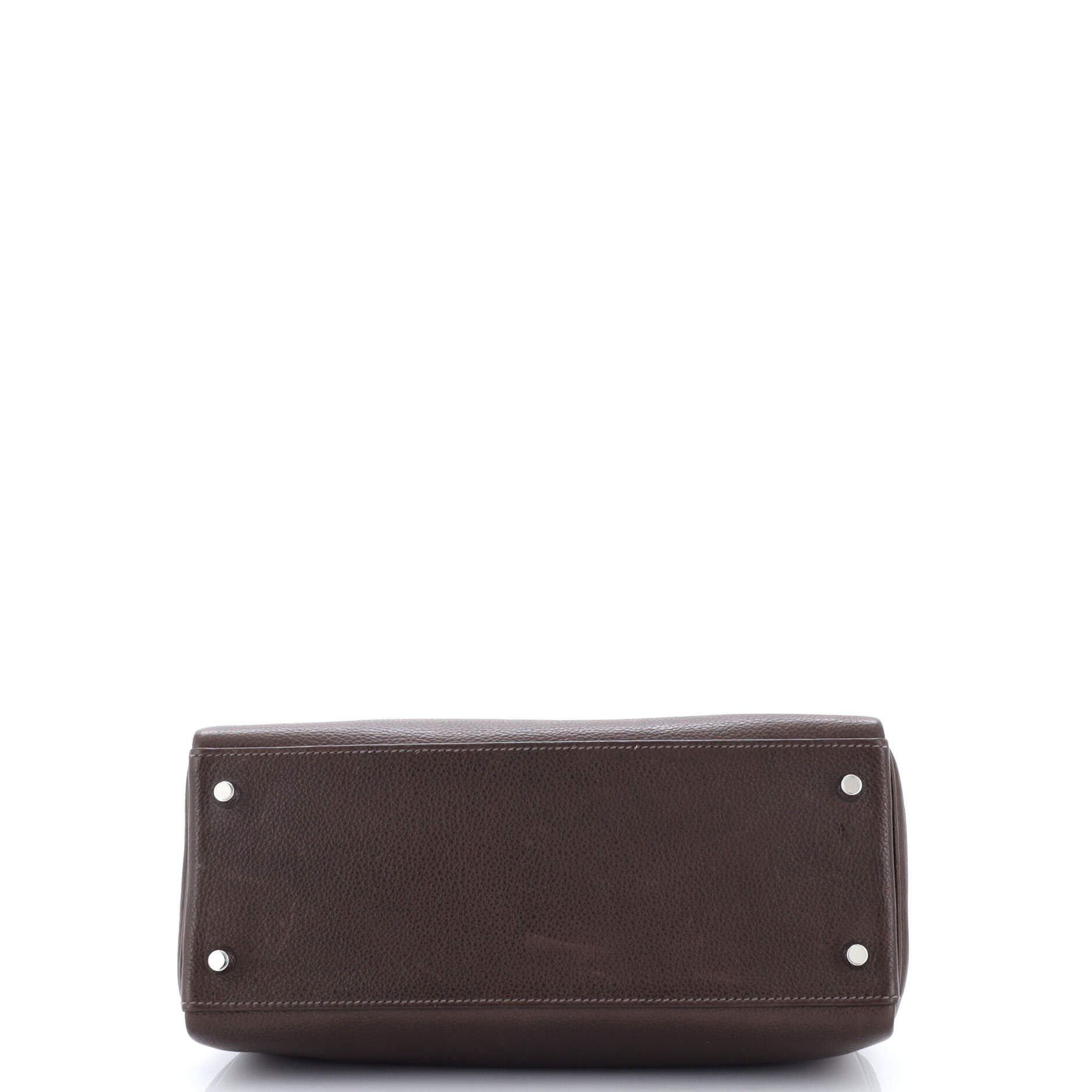 Pre-Owned Hermes Kelly Handbag Brown Barenia Faubourg with Palladium Hardware 28, Alternate, color, Ebene