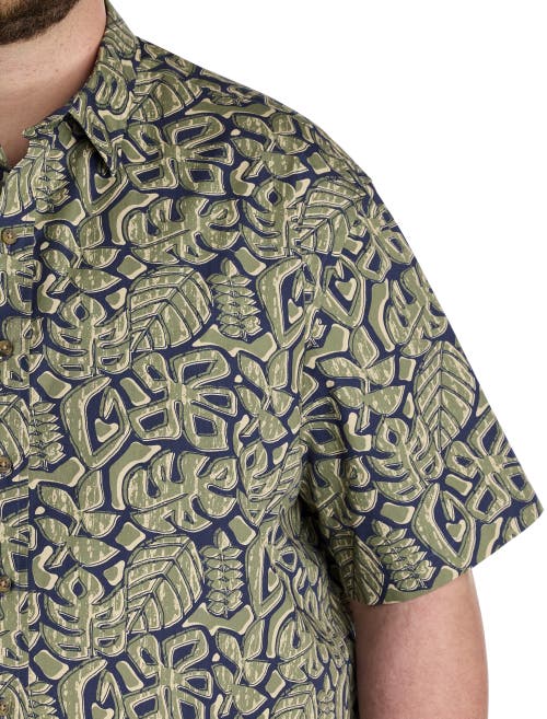 Oak Hill By Dxl Big & Tall  Tribal Leaf Sport Shirt