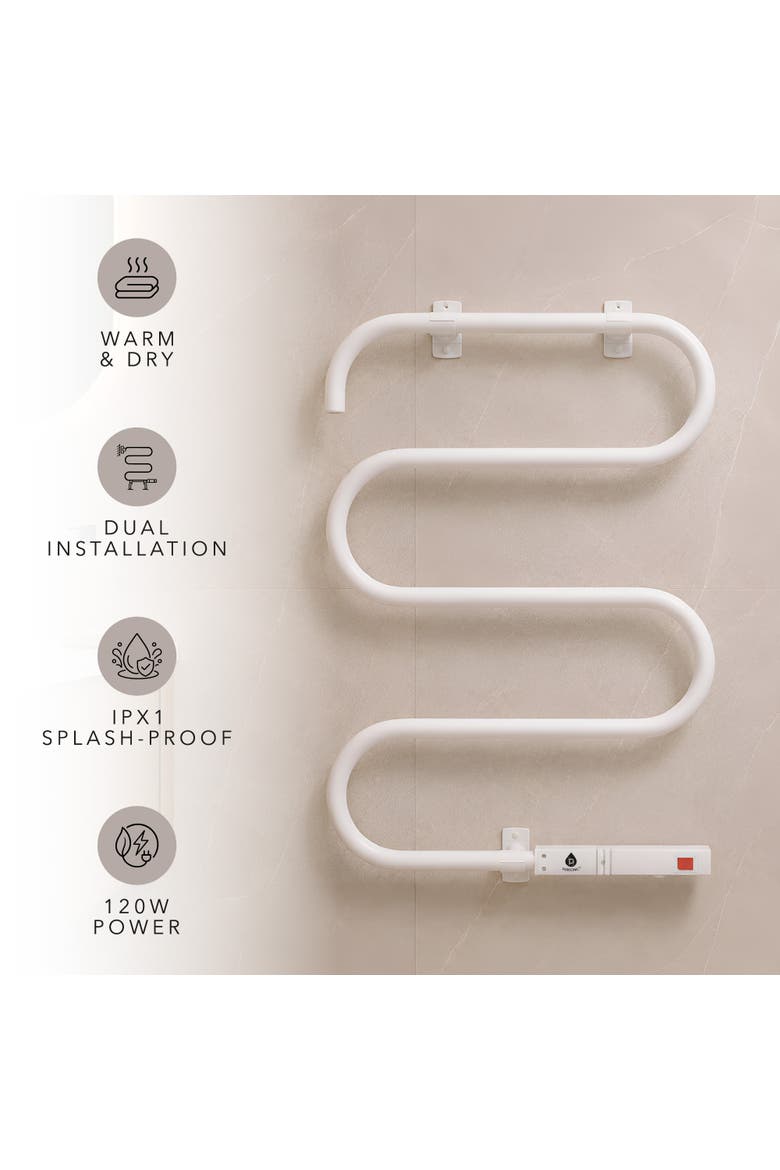 Electric Heated Towel Warmer Rack - Wall-Mount or Freestanding, Alternate, color, White