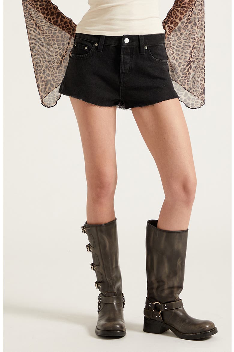 Jamie Raw Hem Denim Micro Shorts, Main, color, WASHED BLACK