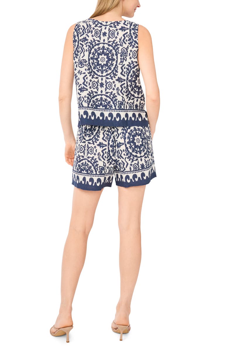 CeCe Boarder Print Tank & Shorts Set, Alternate, color, Ocean Blue