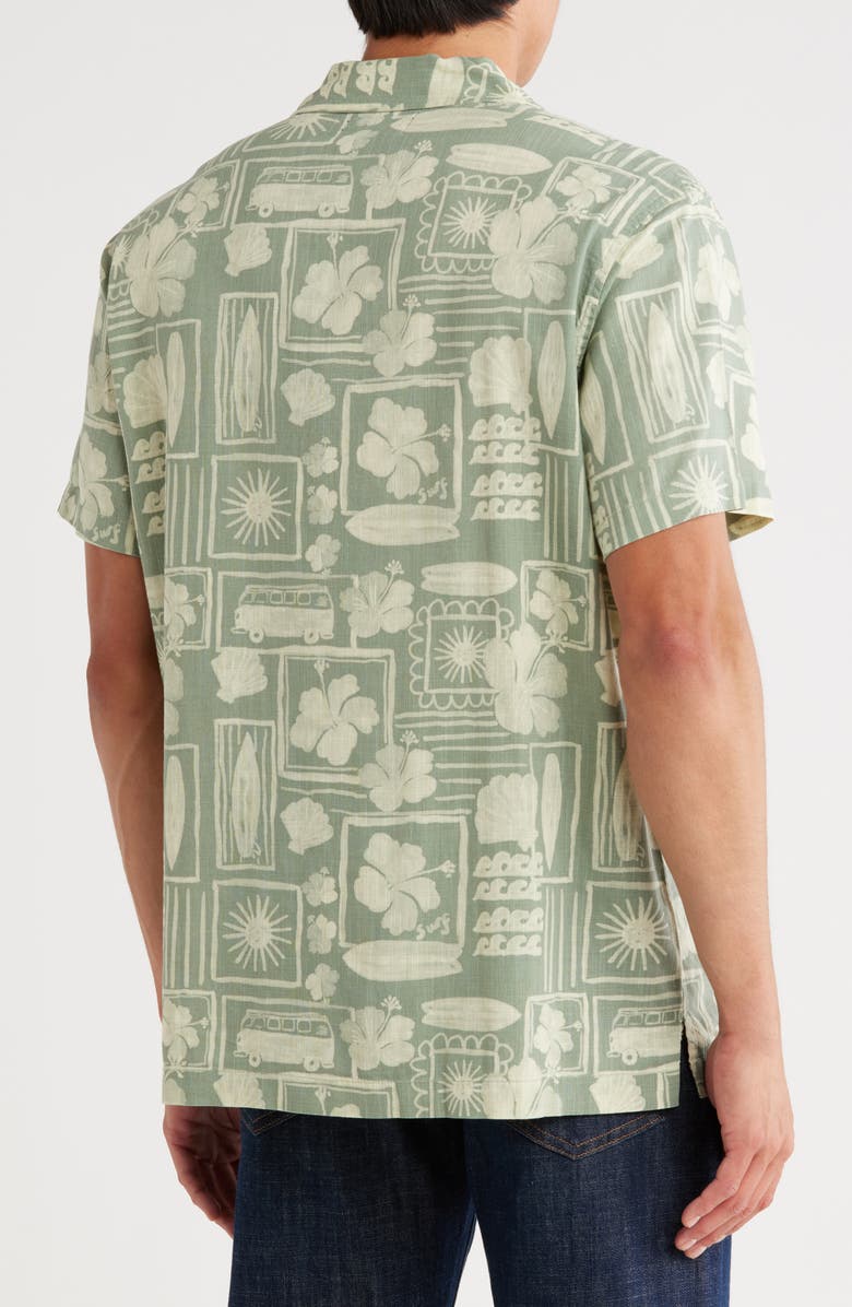 Lucky Brand Short Sleeve Button-Up Shirt, Alternate, color, Green Print