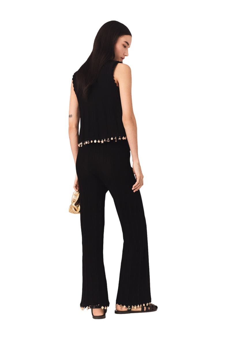 Gold-embellished knit cardigan, Alternate, color, Black