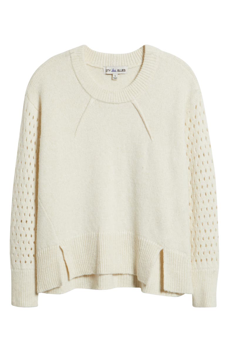 CITY BLUES Open Stitch Sleeve Sweater, Alternate, color, Bone