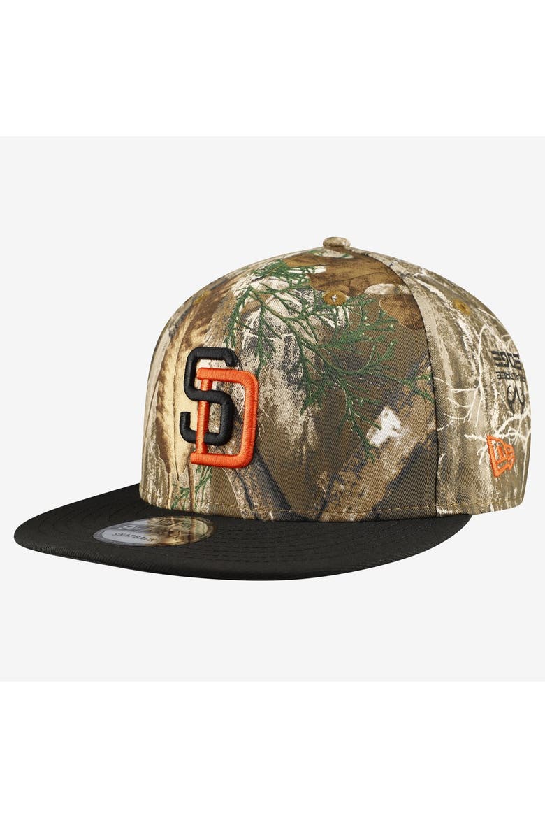 Men's New Era Camo San Diego Padres Realtree Orange Pop 9FIFTY Snapback Hat, Main, color, Camo