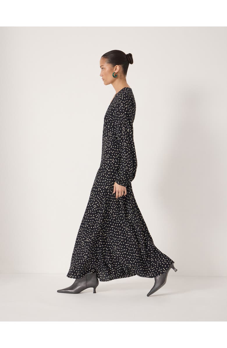 Hush Grace V-Neck Long Sleeve Crepe Dress, Alternate, color, Tiny Polka Dot Black