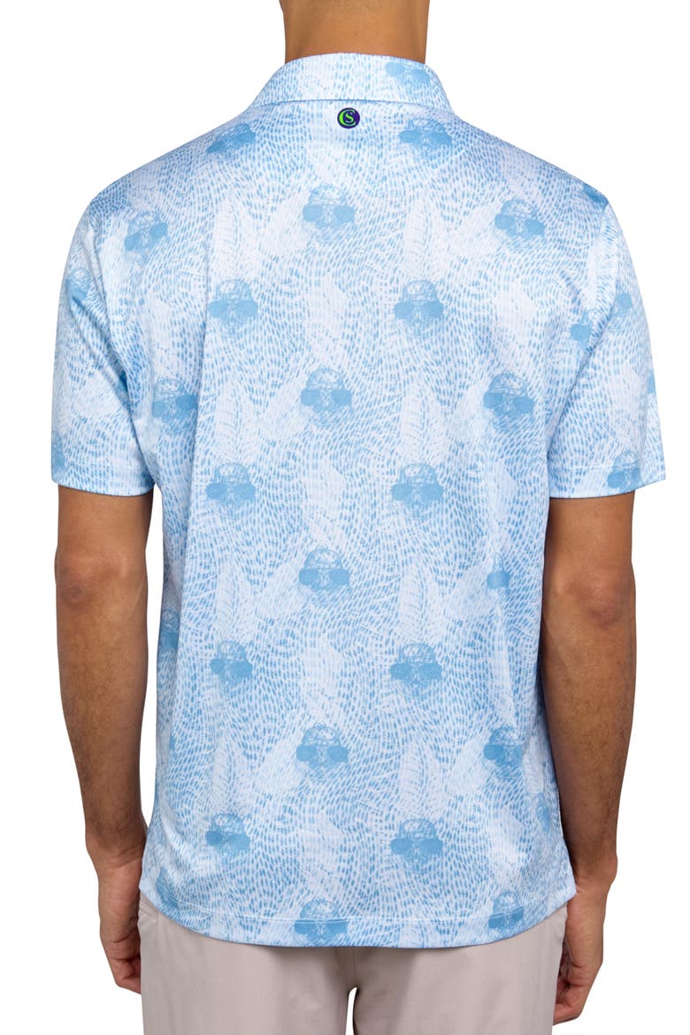 Regular Fit Seal Print Recycled Performance Golf Polo, Alternate, color, WHITE/BLUE