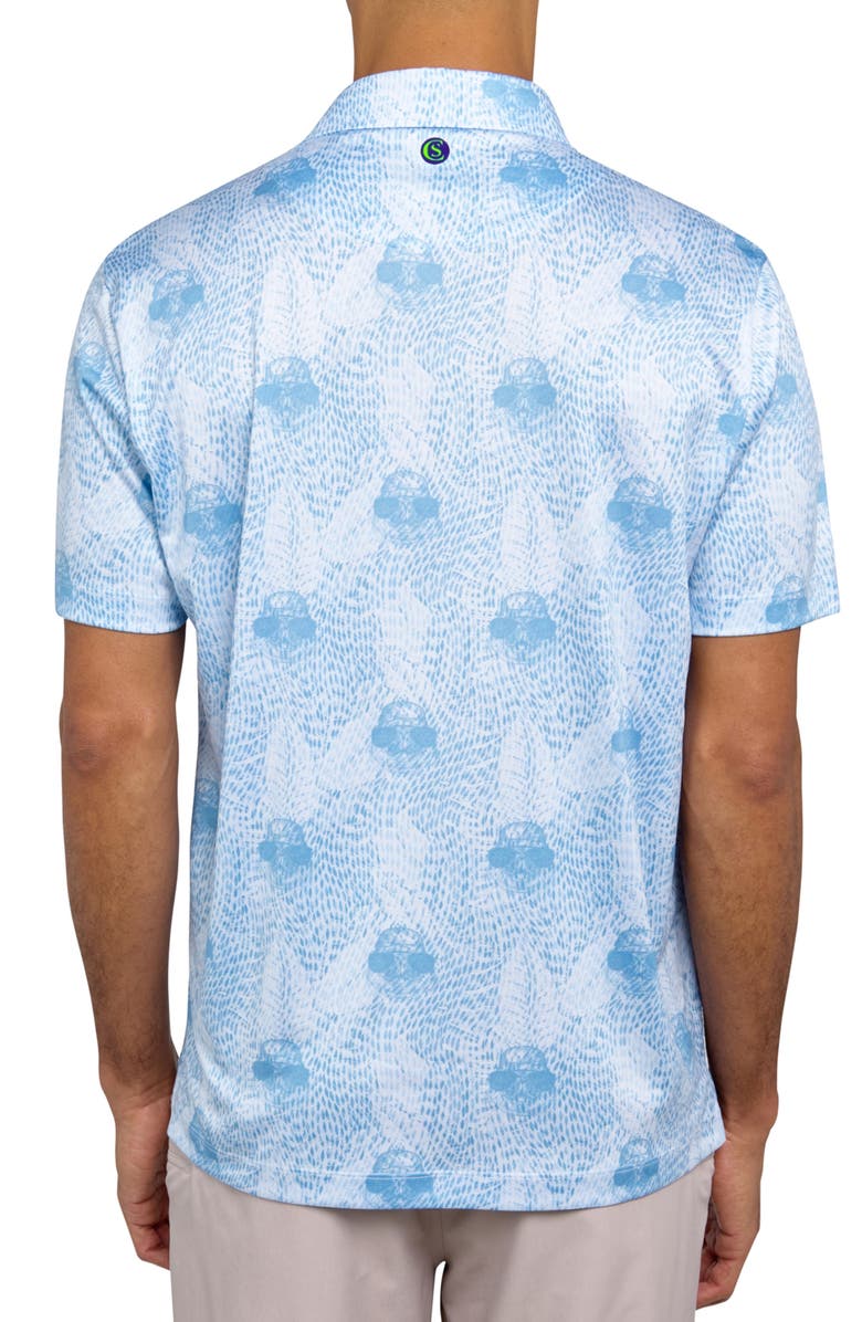 CONSTRUCT Regular Fit Seal Print Recycled Performance Golf Polo, Alternate, color, White/Blue