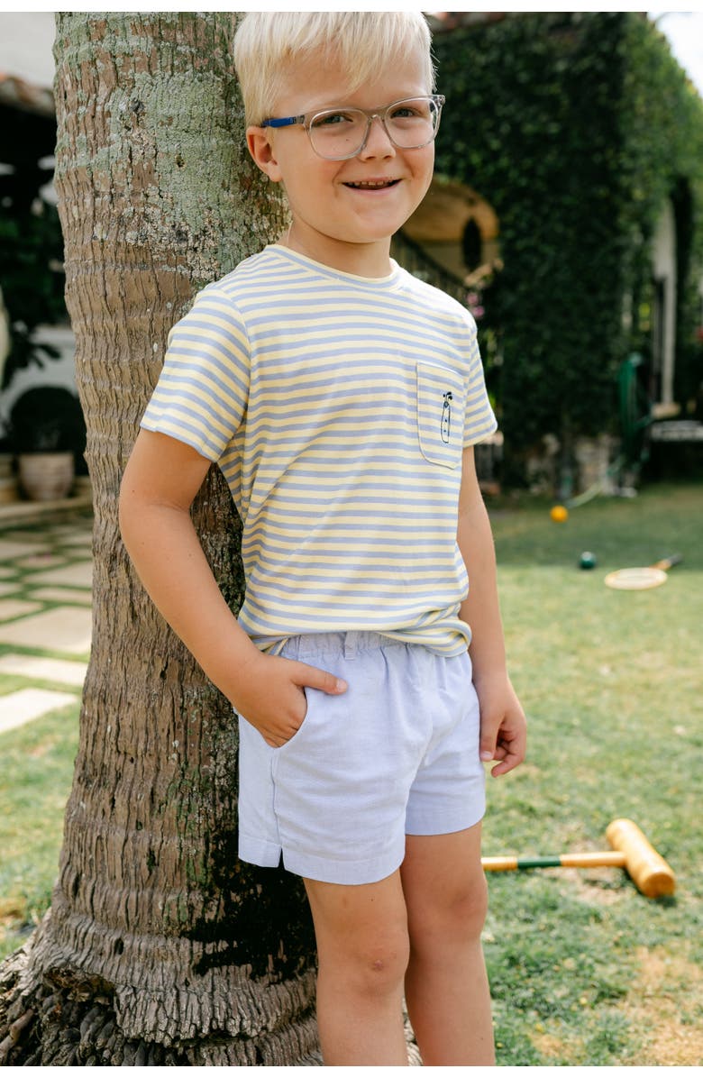 Little Paper Kids Jackson Pocket Tee, Alternate, color, Pale Blue / Yellow