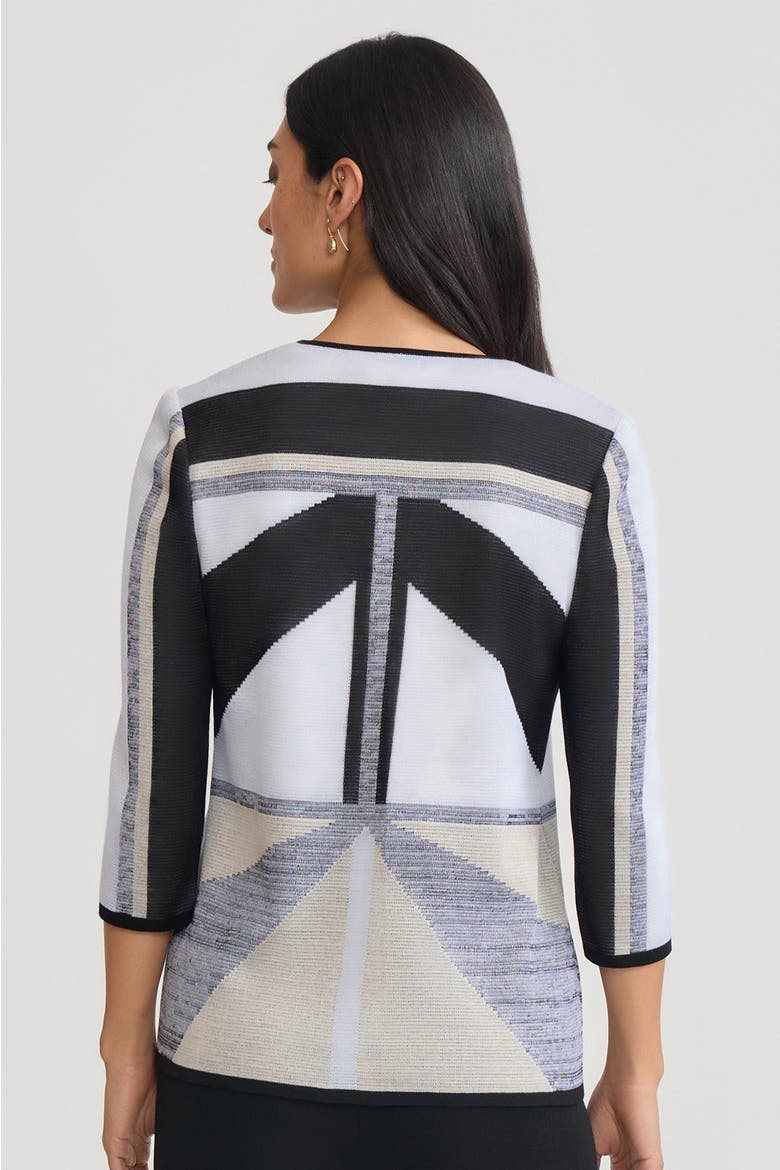 Heritage Colorblock Intarsia Knit Jacket, Alternate, color, Limestone/Black/White