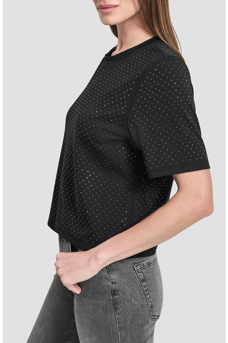 Studded Cotton Blend T-Shirt, Alternate, color, BLACK