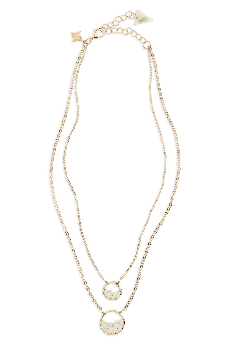 Crystal Circle Double Chain Necklace, Main, color, WHITE