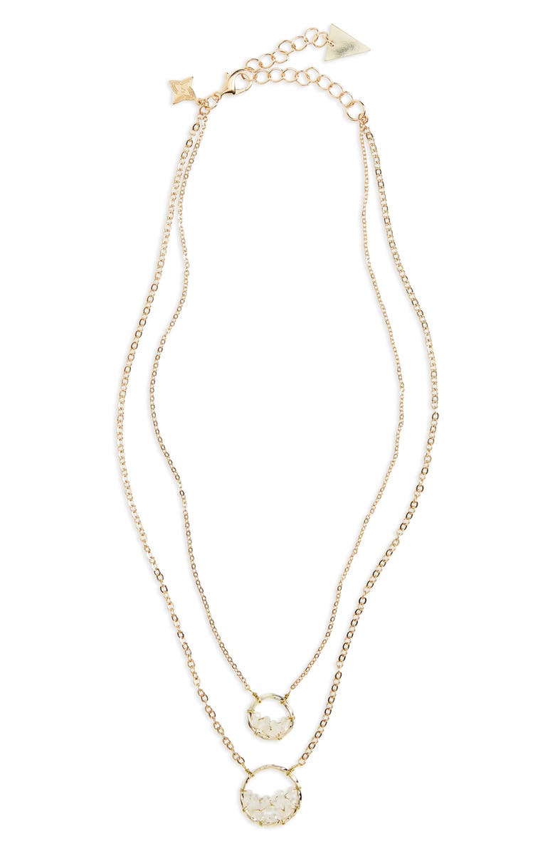 Panacea Crystal Circle Double Chain Necklace, Main, color, 