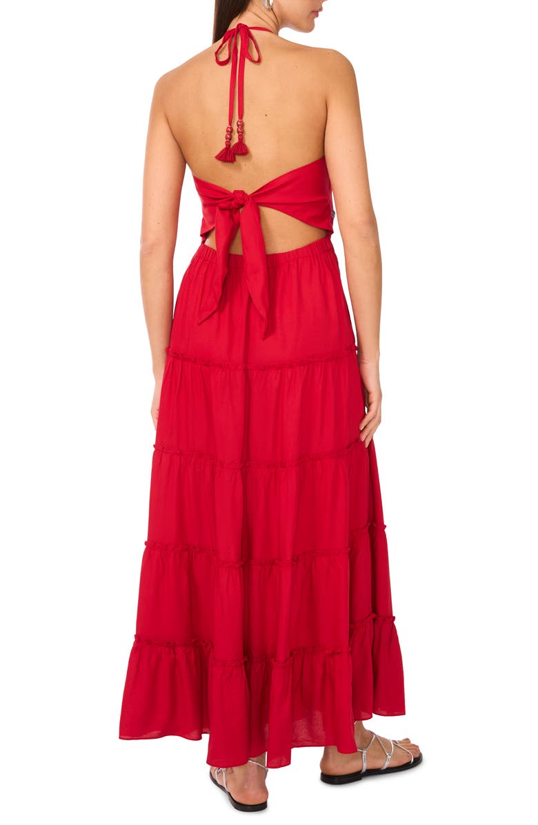 Vince Camuto Halter Neck Tiered Maxi Dress, Alternate, color, Radiant Red