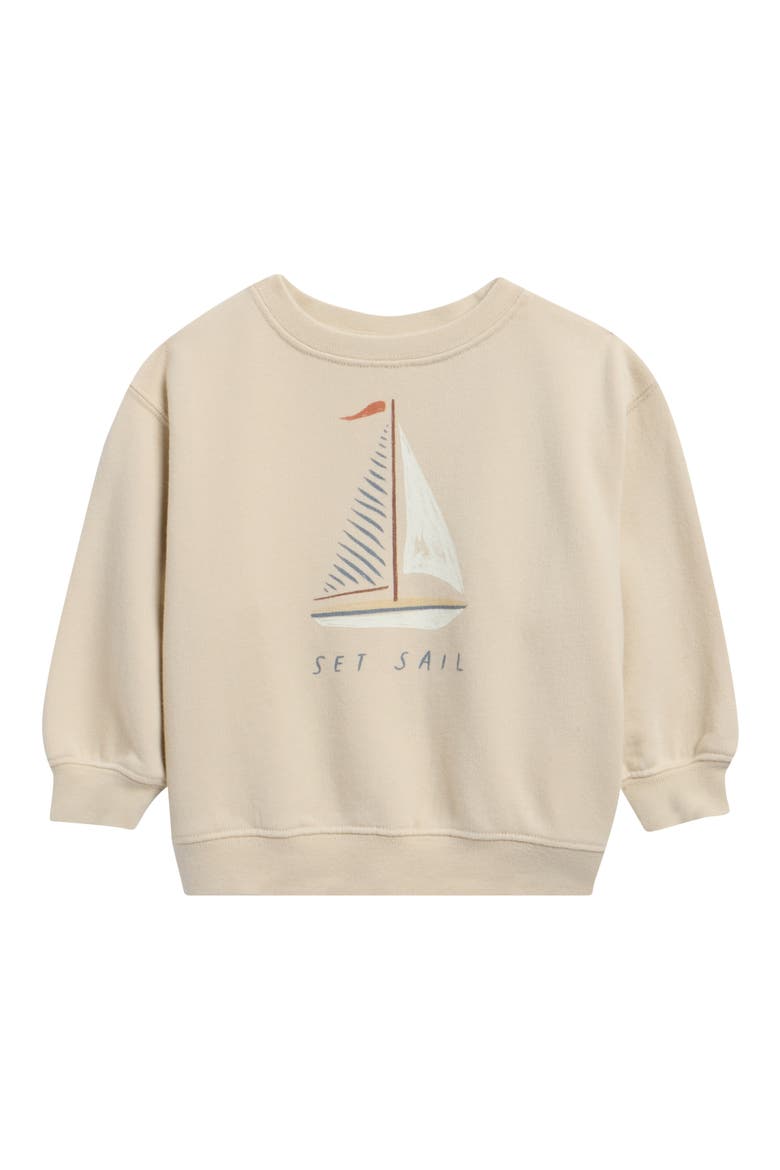 Set Sail Oversize Cotton Sweatshirt, Main, color, PEBBLE