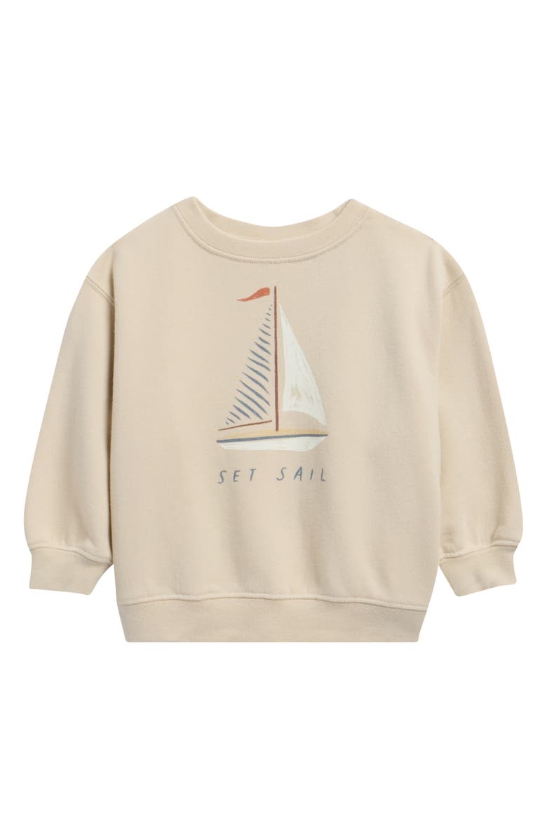 Rylee + Cru Set Sail Oversize Cotton Sweatshirt, Main, color, Pebble