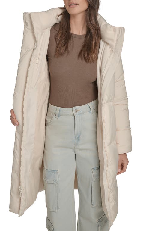 Levi's Water Resistant Mid Length Hooded Puffer Jacket In White