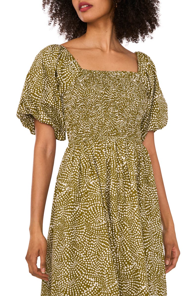 Print Puff Sleeve Maxi Dress