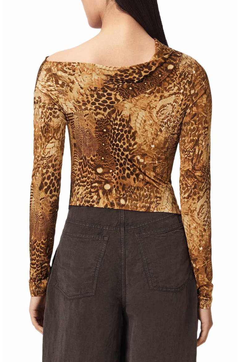 Arlie Asymmetrical Neck Long Sleeve Top, Alternate, color, BLIXA GOLD