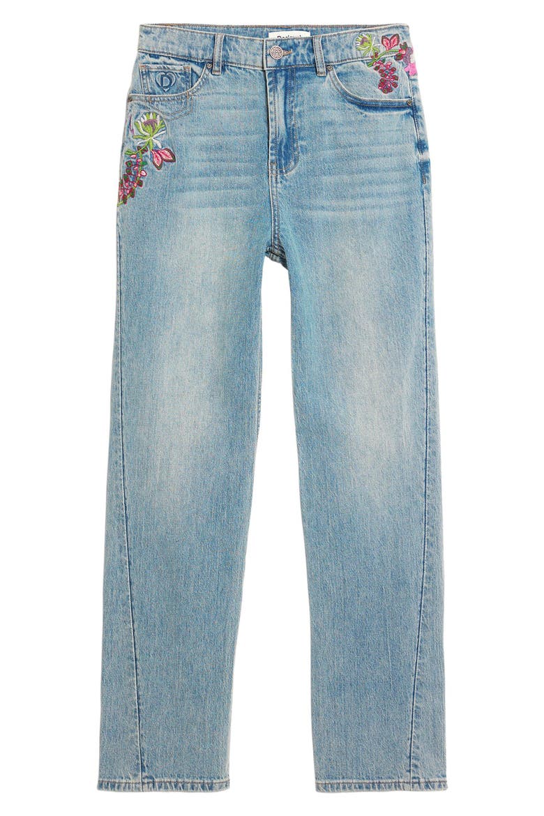 Floral Embroidery Slim Fit Jeans, Alternate, color, MEDIUM BLUE