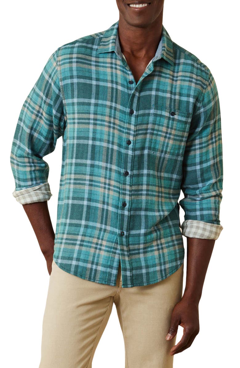 Tommy Bahama Double Duty Plaid Cotton Flannel Button-Up Shirt, Main, color,