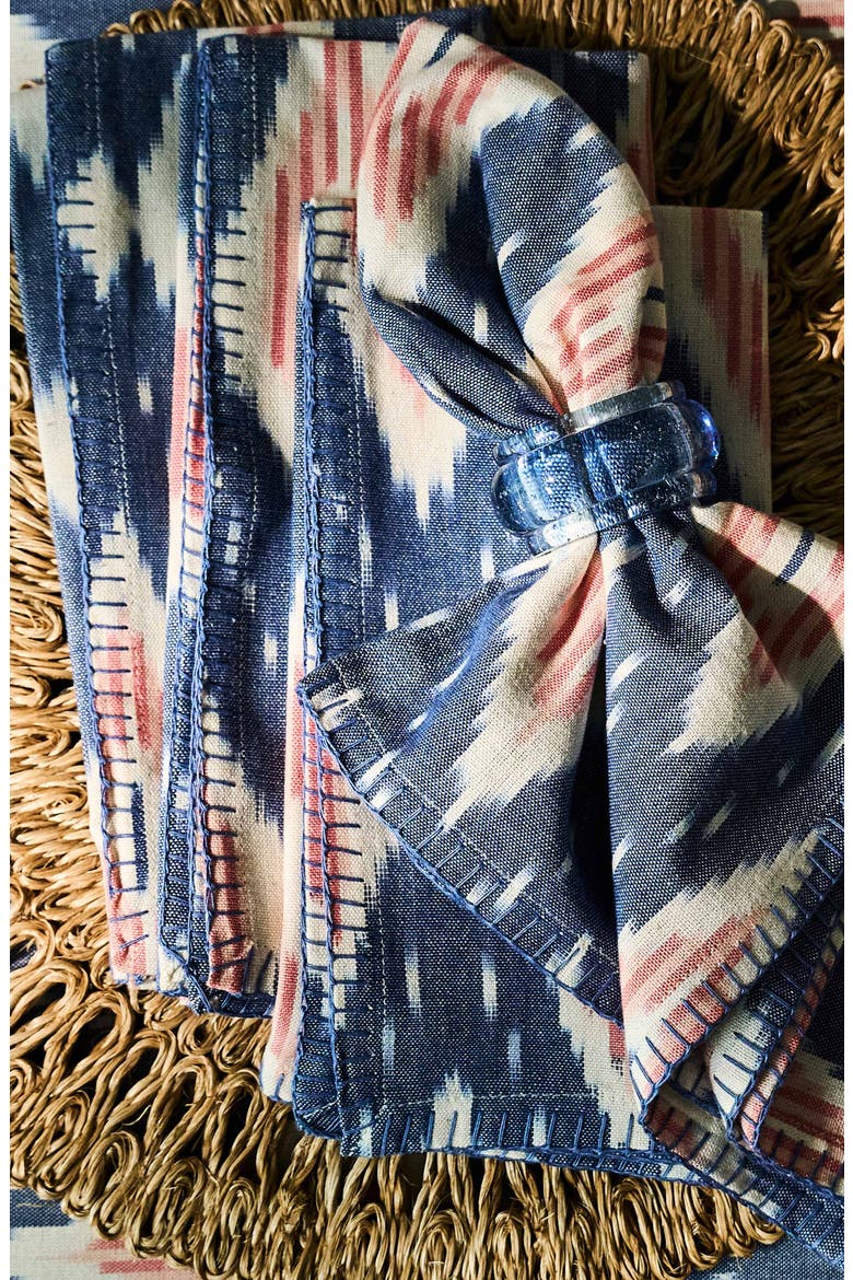 Ikat Set of 4 Cotton Napkins, Alternate, color, BLUE MULTI