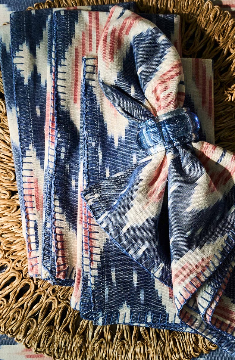 Juliska Ikat Set of 4 Cotton Napkins, Alternate, color, Blue Multi