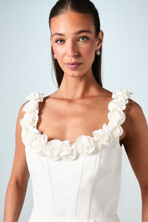 Coast Square Neck 3d Flower Bridal Mini Dress In White