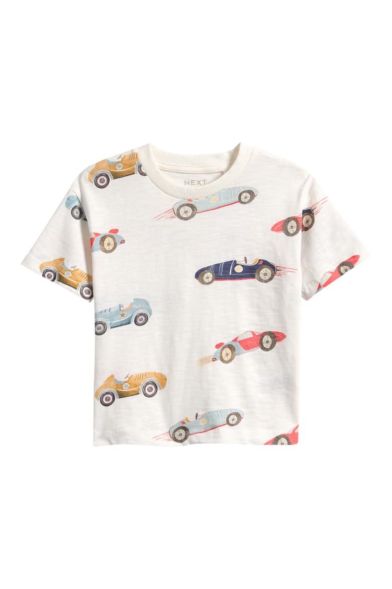Kids' Racing Car Print T-Shirt, Main, color, WHITE