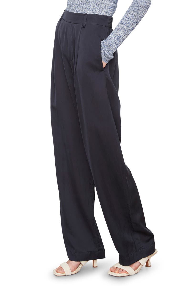 Vince Pleated High Waist Silk & Cotton Wide Leg Pants, Alternate, color, 