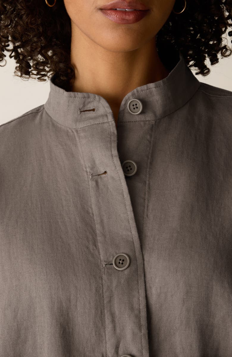 Eileen Fisher Band Collar Organic Linen Jacket, Alternate, color, Walnut