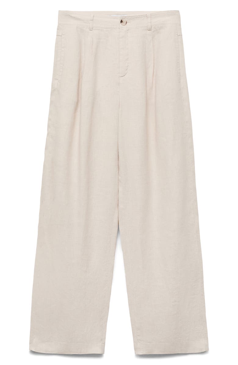 MANGO Straight Leg Linen Blend Pants, Alternate, color, Light/ Pastel Grey