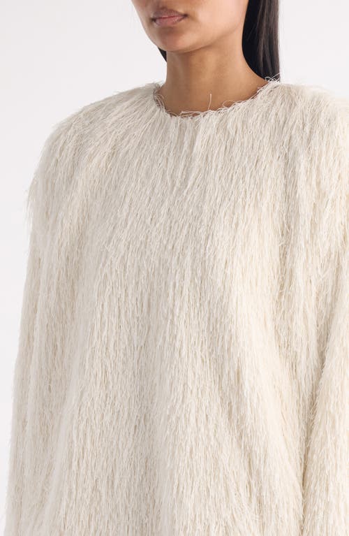 Dries Van Noten Capos Shaggy Faux Fur Top In White